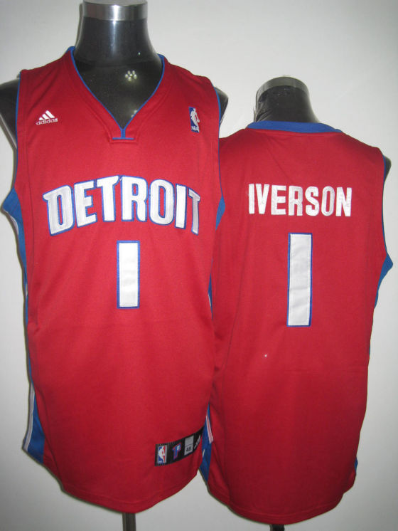 NBA Detroit Pistons 1 Allen Iverson Red Swingman Jersey
